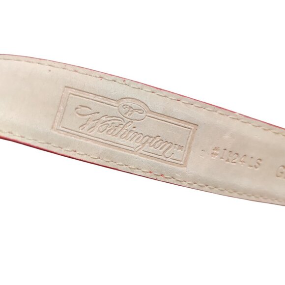 Worthington Vintage Red Belt Gold Buckle Statement Bombshell 80s Revival Glam - Picture 7 of 8